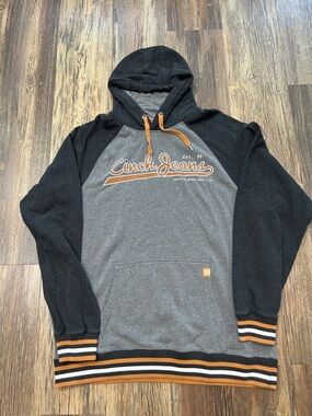 Cinch Men's Grey & Black Hooded Pullover Sweatshirt size XL